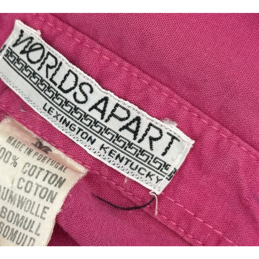 Vintage Worlds Apart Shirt Womens L Pink Tribal Print Button Up Boho Art - Picture 6 of 6